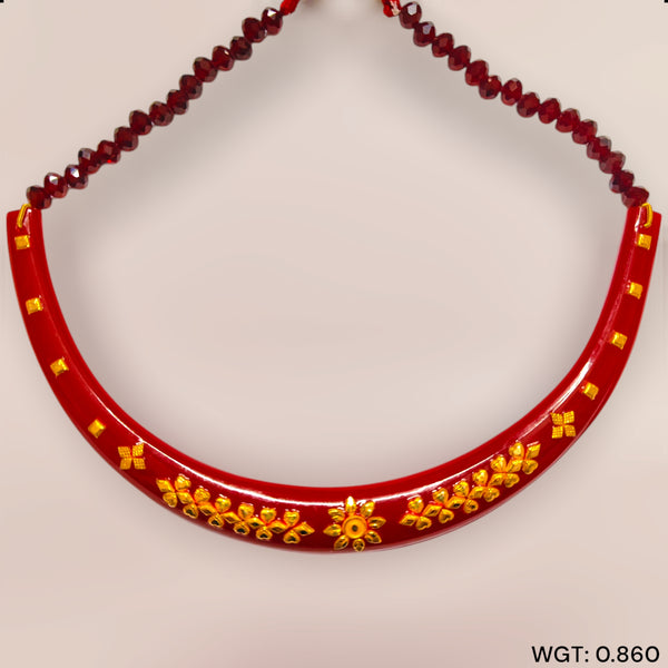 (GPN) TRJ WGT: 0.860 GM APPROX HUID HALLMARK 18K GOLD POLA NECKLACE 1 PIECE WITH CRYSTAL ADJUSTABLE TASSEL.
