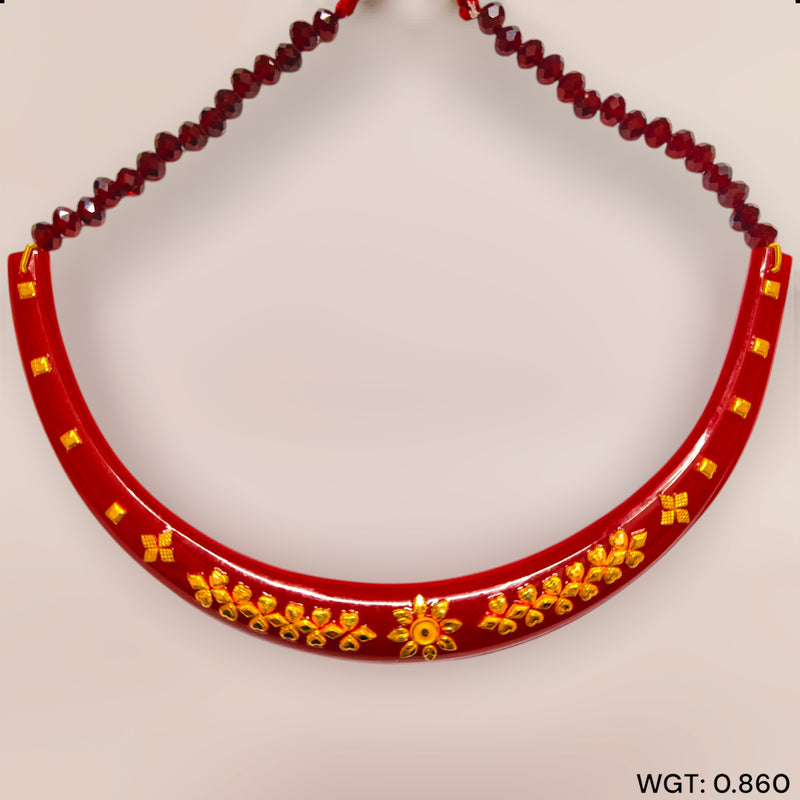 (GPN) TRJ WGT: 0.860 GM APPROX HUID HALLMARK 18K GOLD POLA NECKLACE 1 PIECE WITH CRYSTAL ADJUSTABLE TASSEL.