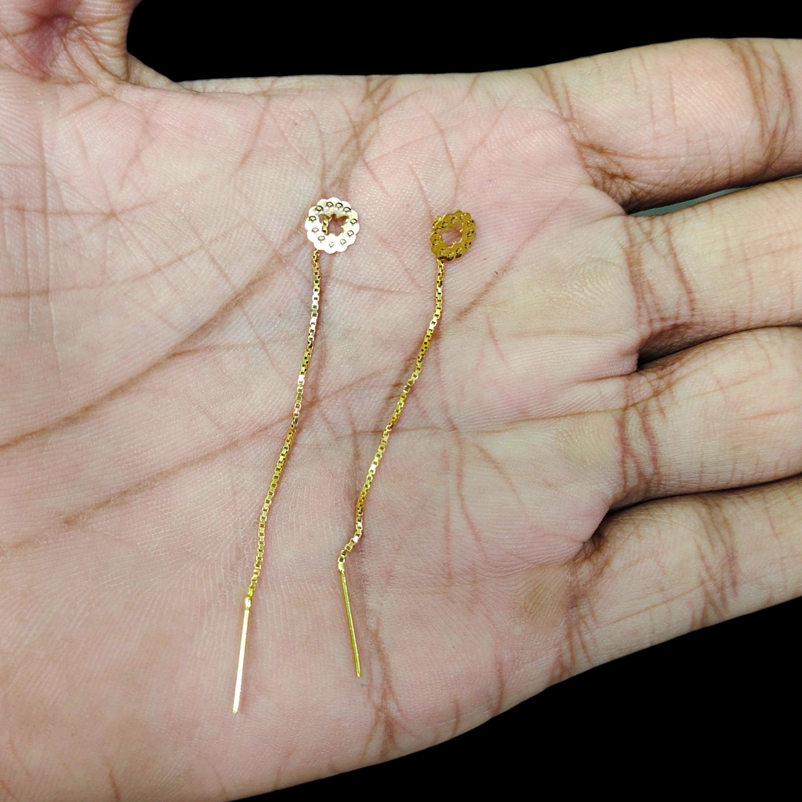 GOLD SUIDHAGA- (WGT: 0.540 GM APPROX) BIS CERTIFIED HUID HALLMARK 9KT GOLD SUIDHAGA EARRINGS (1 PAIR) FOR WOMEN.