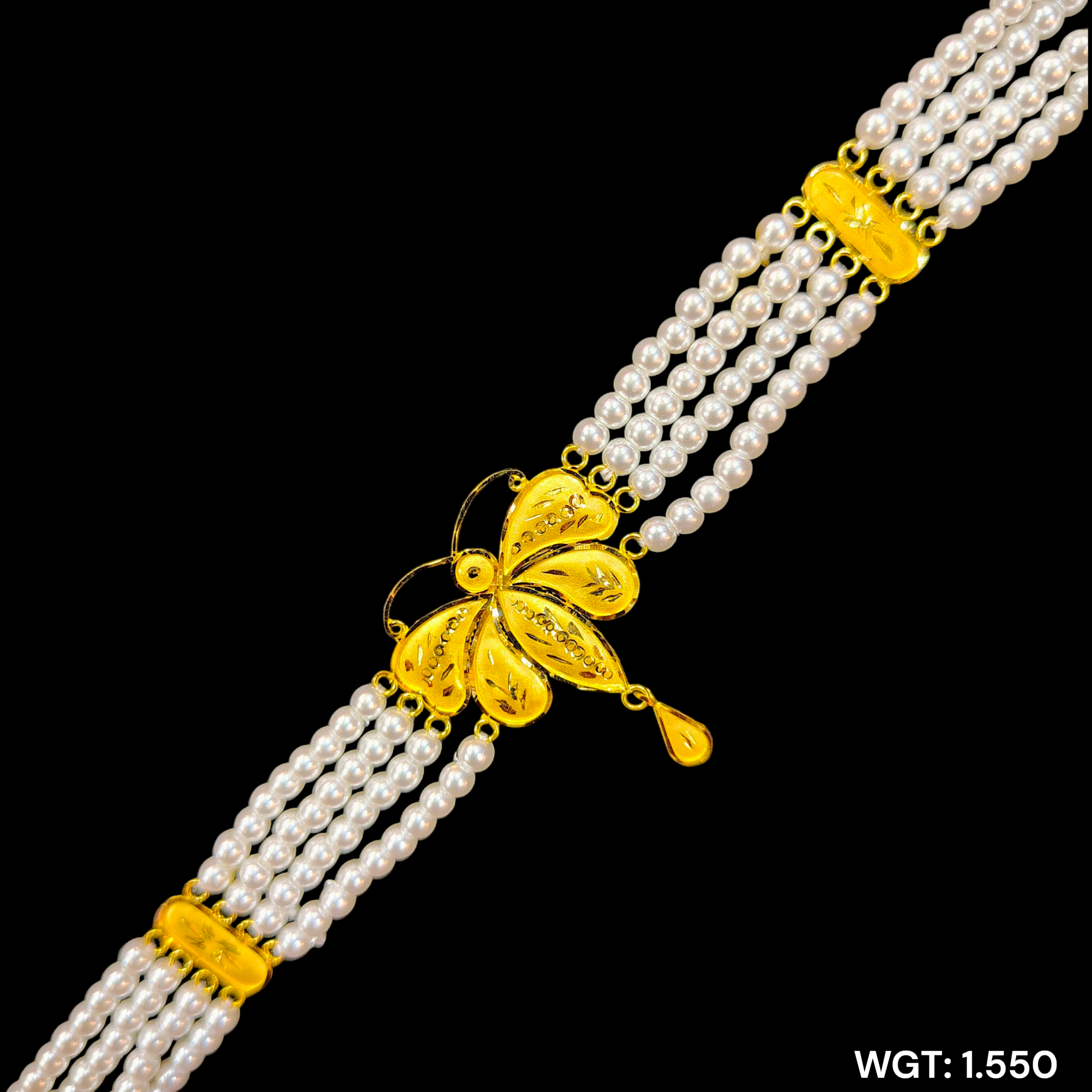 (GMC) CERTIFIED BIS HUID HALLMARK 916 22KT GOLD MOTI CHOKER 1 PIECE (WGT: 1.550 GM) WITH ADJUSTABLE TASSEL FOR GIFT IN MARRIAGE.