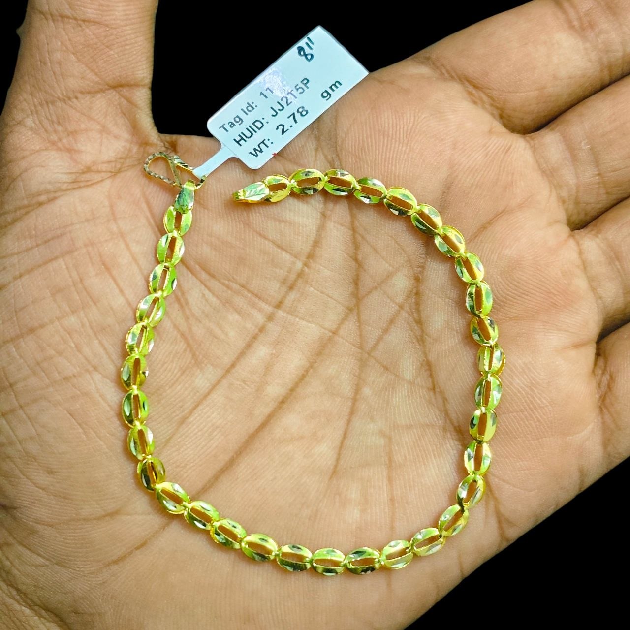 GOLD WRISTLET- 8" (WGT: 2.780 GM APPROX) BIS CERTIFIED HUID HALLMARK 375 9KT GOLD WRISTLET FOR GENTS.