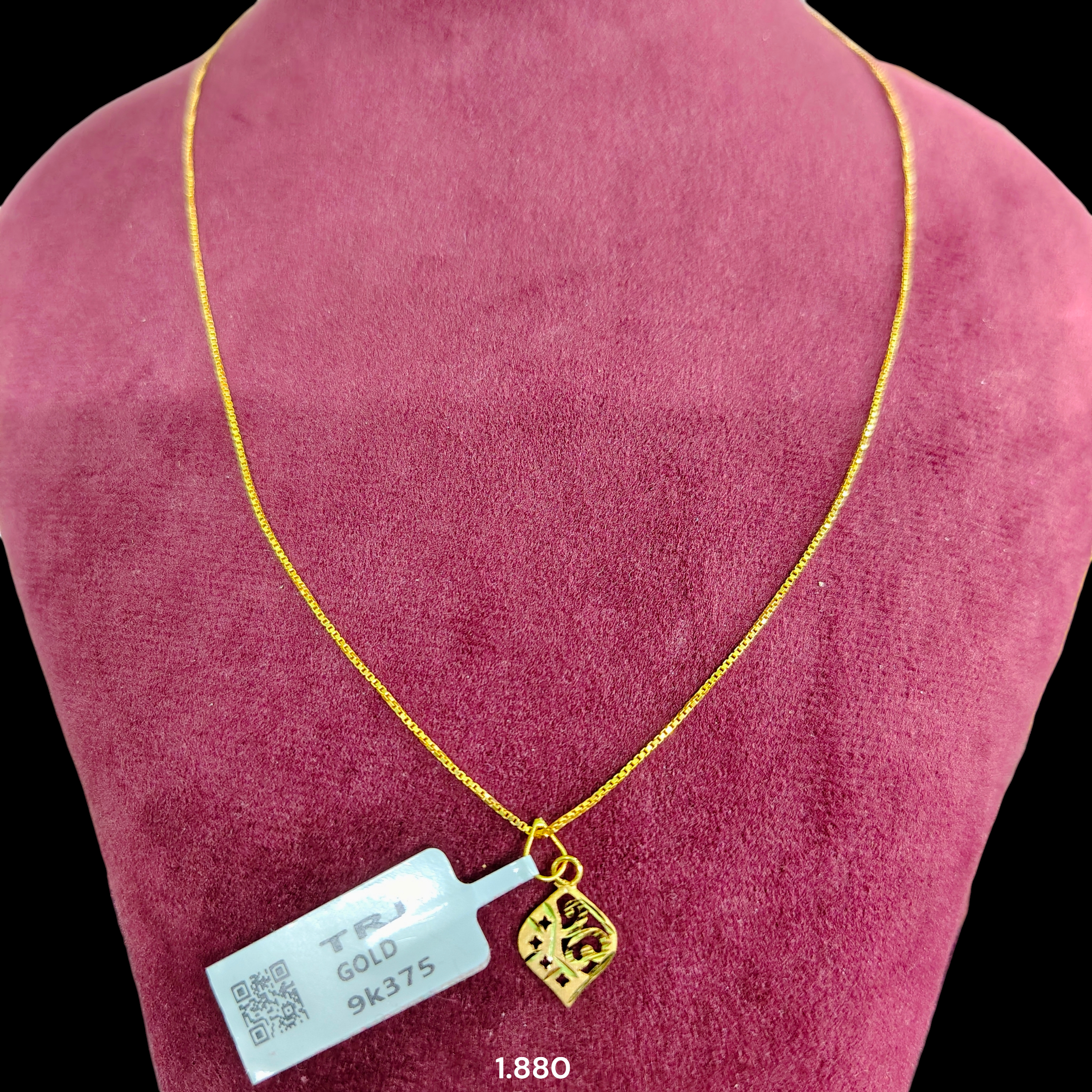 GOLD CHAIN- (WGT: 1.880 GM APPROX) BIS CERTIFIED HUID HALLMARK 9KT GOLD CHAIN WITH PENDANT (17 INCH) 1 PIECE FOR WOMEN.