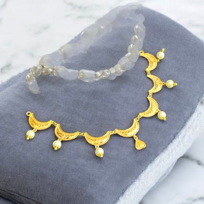 (GNC) RAJLAXMI D- 3GT2DT WGT: 1.970 GM APPROX HUID HALLMARK 22KT GOLD NECKLACE 1 PIECE WITH ADJUSTABLE TASSEL.