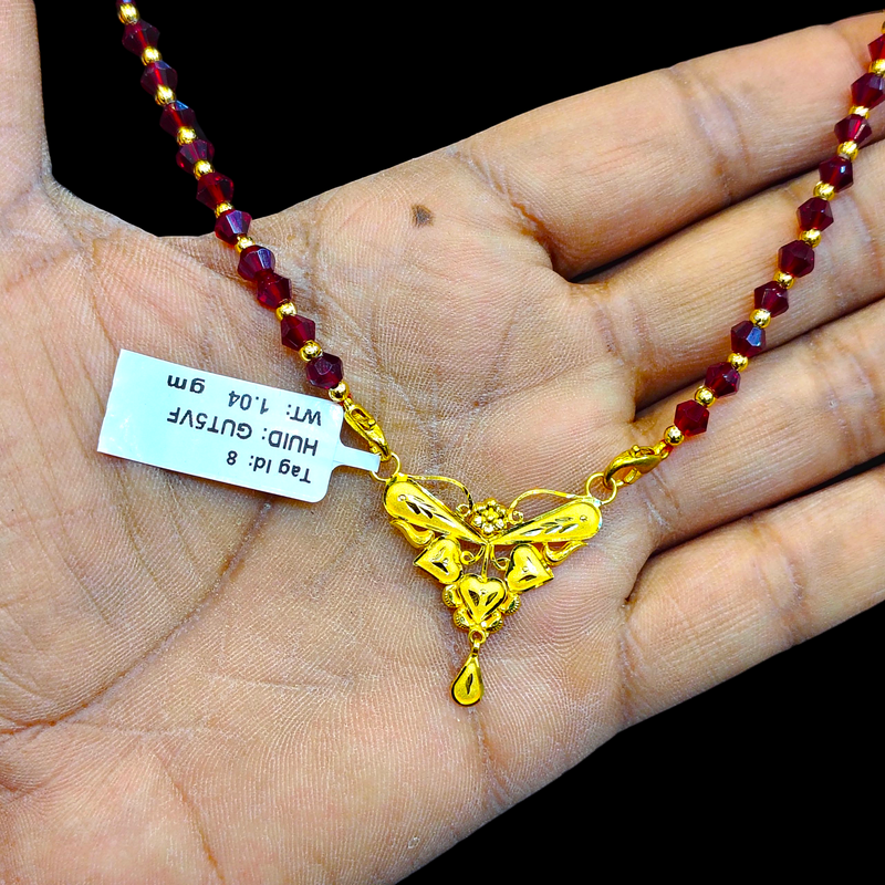 GPM22K- WGT: 1.040 GM APPROX 22KT HUID HALLMARK GOLD PENDANT MANGALSUTRA 1 PIECE WITH TASSEL.