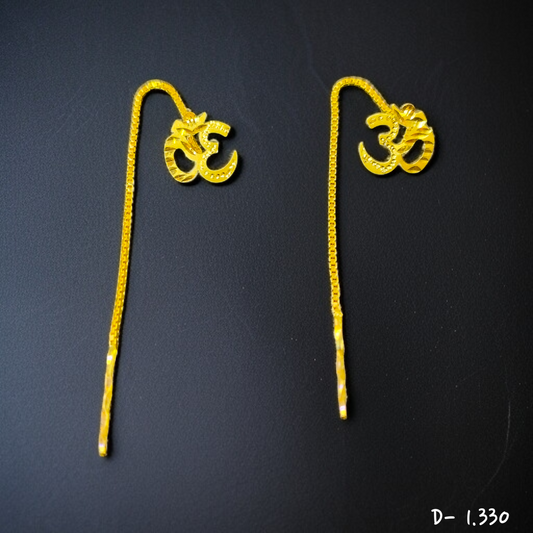 (GSD) RAJLAXMI WGT: 1.330 GM APPROX 22KT HALLMARK GOLD SUI DHAGA EARRINGS 1 PAIR FOR DAILY WEAR.