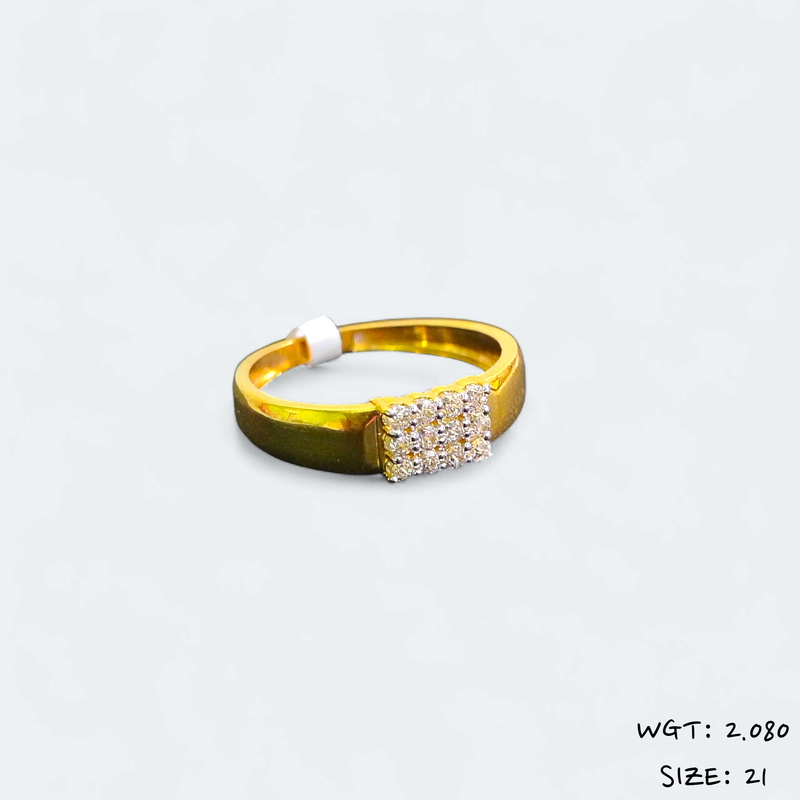 (GGFR) TRJ (SIZE: 21) CERTIFIED BIS HUID HALLMARK 916 22KT GOLD GENTS FINGER RING FOR MENS 1 PIECE (WGT: 2.080 GRAM APPROX) STUDDED WITH ITALIAN VVS QUALITY CZ STONE.