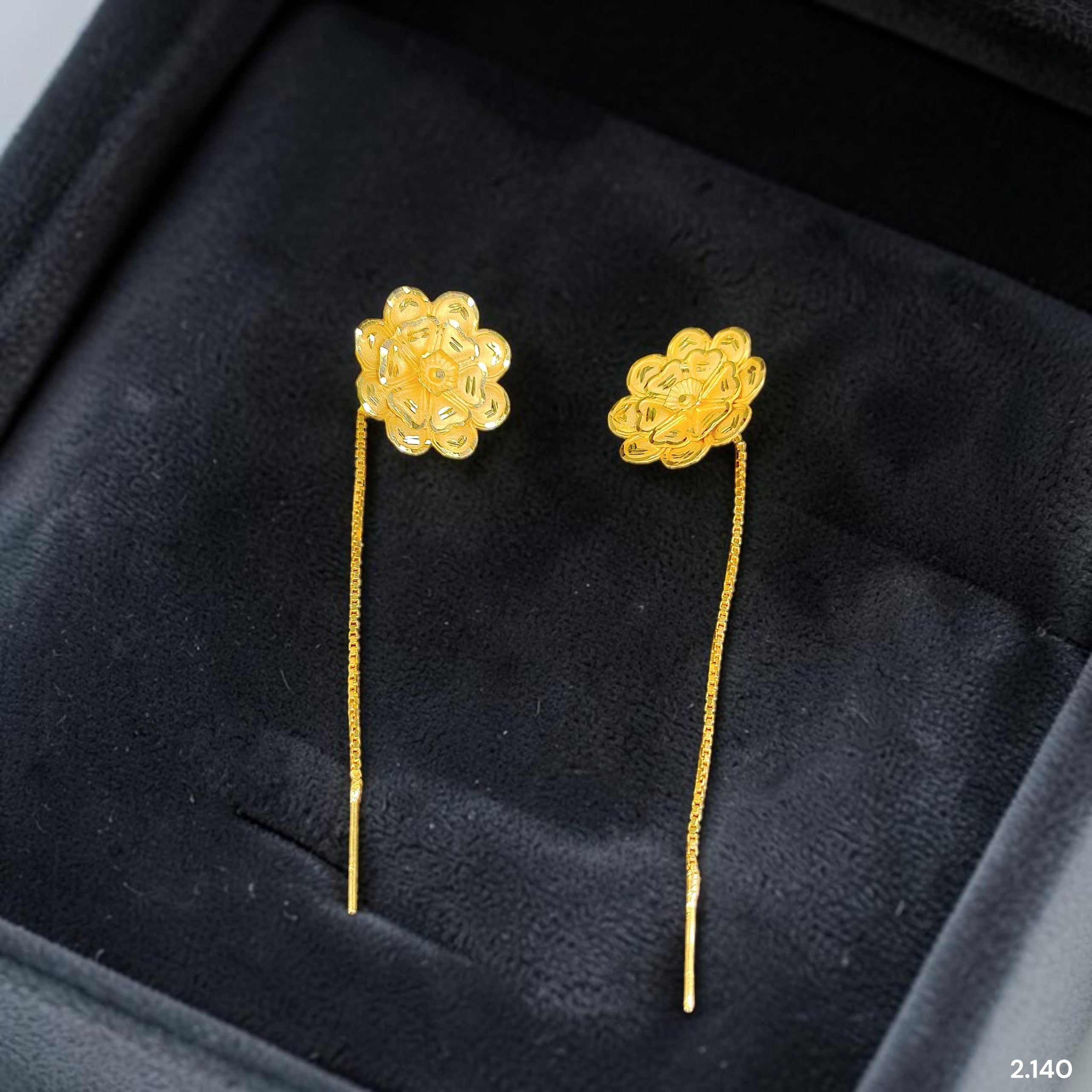 GOLD SUIDHAGA- (WGT: 2.140 GM APPROX) BIS CERTIFIED HUID HALLMARK 9KT GOLD SUIDHAGA EARRINGS (1 PAIR) FOR WOMEN. (QW2HU7)-(LMLAZD)