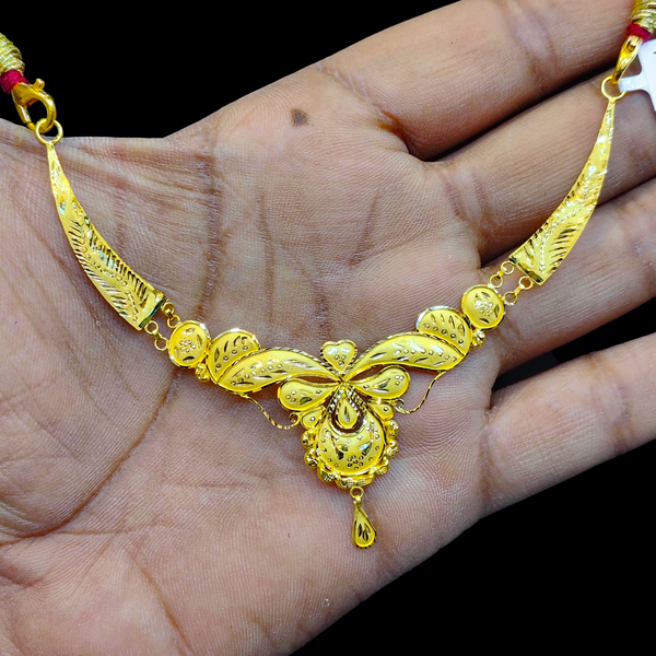 GOLD CHOKER NECKLACE- WGT: 2.720 BIS CERTIFIED HUID HALLMARK 916 22KT GOLD NECKLACE 1 PIECE WITH FREE ADJUSTABLE TASSEL FOR WOMEN.