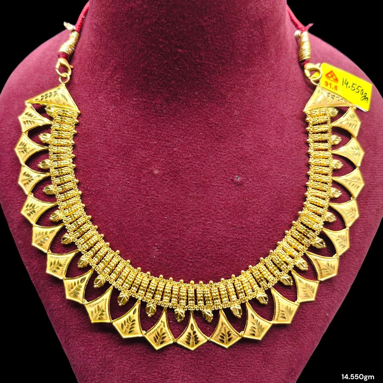 GOLD NECKLACE- WGT: 14.550 BIS CERTIFIED HUID HALLMARK 916 22KT GOLD NECKLACE 1 PIECE WITH FREE ADJUSTABLE TASSEL FOR WOMEN.