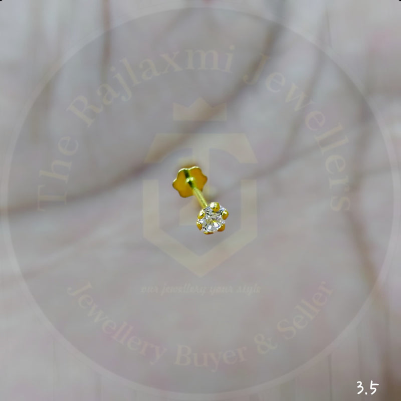 3.5MM KDM GOLD NOSEPIN (30 TONCH) STUDDED WITH CZ STONE 1 PIECE (SCREW PACH DESIGN) FOR GIFT YOUR LOVED ONES FOR WOMEN.