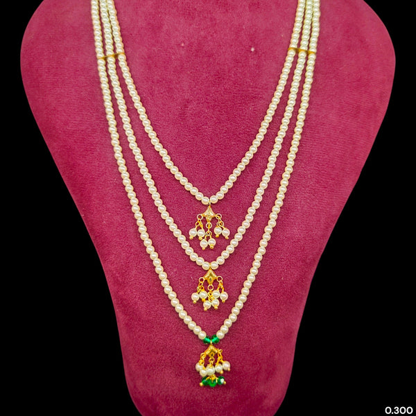 (GMH)- (WGT: 0.300 GM APPROX) BIS CERTIFIED HUID HALLMARK 9KT GOLD MOTI SITAHAR NECKLACE 1 PIECE WITH ADJUSTABLE TASSEL.(5MPQE8)
