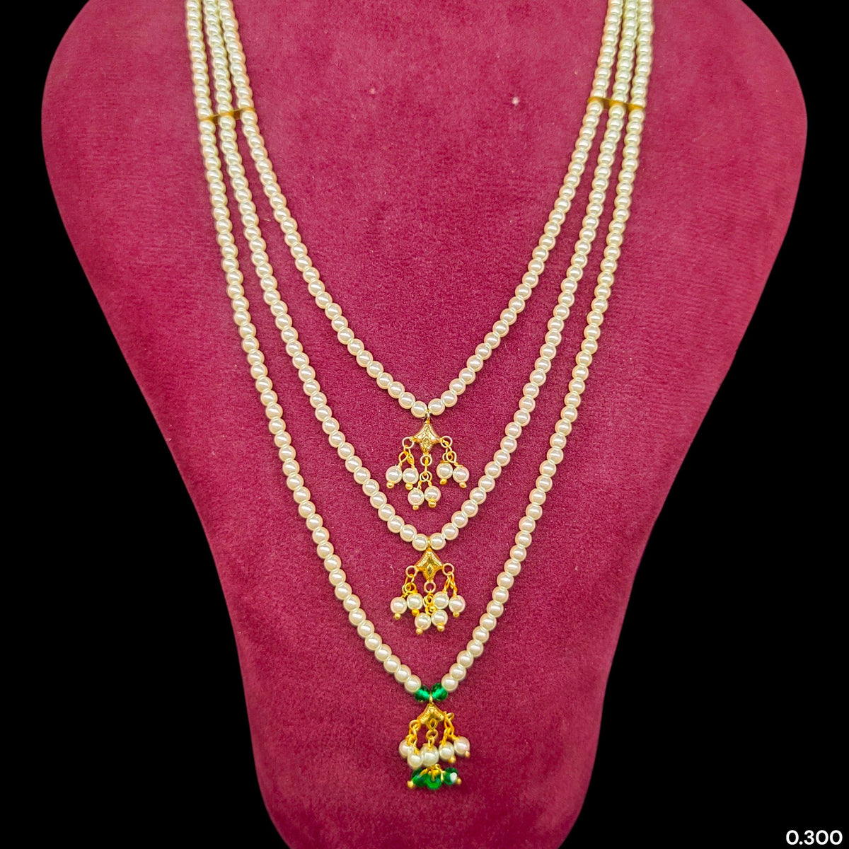 (GMH)- (WGT: 0.300 GM APPROX) BIS CERTIFIED HUID HALLMARK 9KT GOLD MOTI SITAHAR NECKLACE 1 PIECE WITH ADJUSTABLE TASSEL.(5MPQE8)