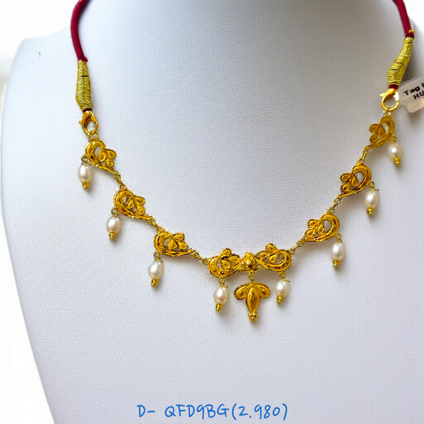 (GNC) RAJLAXMI D- QFD9BG WGT: 2.980 GM APPROX HUID HALLMARK 22KT GOLD NECKLACE 1 PIECE WITH ADJUSTABLE TASSEL.