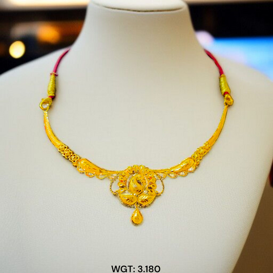 (GCN22) BIS CERTIFIED HUID HALLMARK 916 22KT GOLD NECKLACE CHOKER (APPROX WGT: 3.180 GM) 1 PIECE FOR WOMEN.