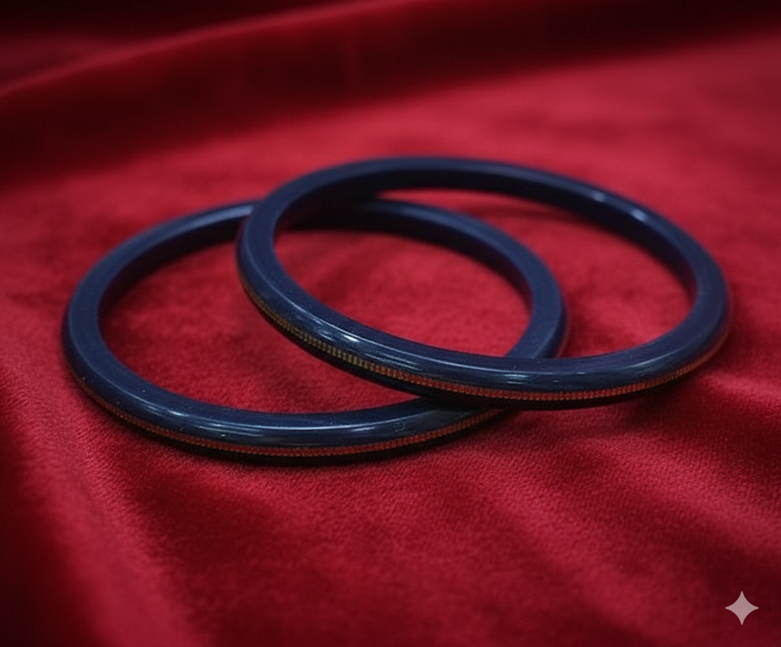 TRJ BLUE HUID HALLMARK 22KT GOLD LAMINATION POLA BADHANO BANGLES FACEBOOK VIRAL POLA 1 PAIR APPROX. WGT: 0.150 GM (FUTURE EXCHANGE VALUE 40% OF PRODUCT PRICE IN BILL WITH ANY JEWELLERY).