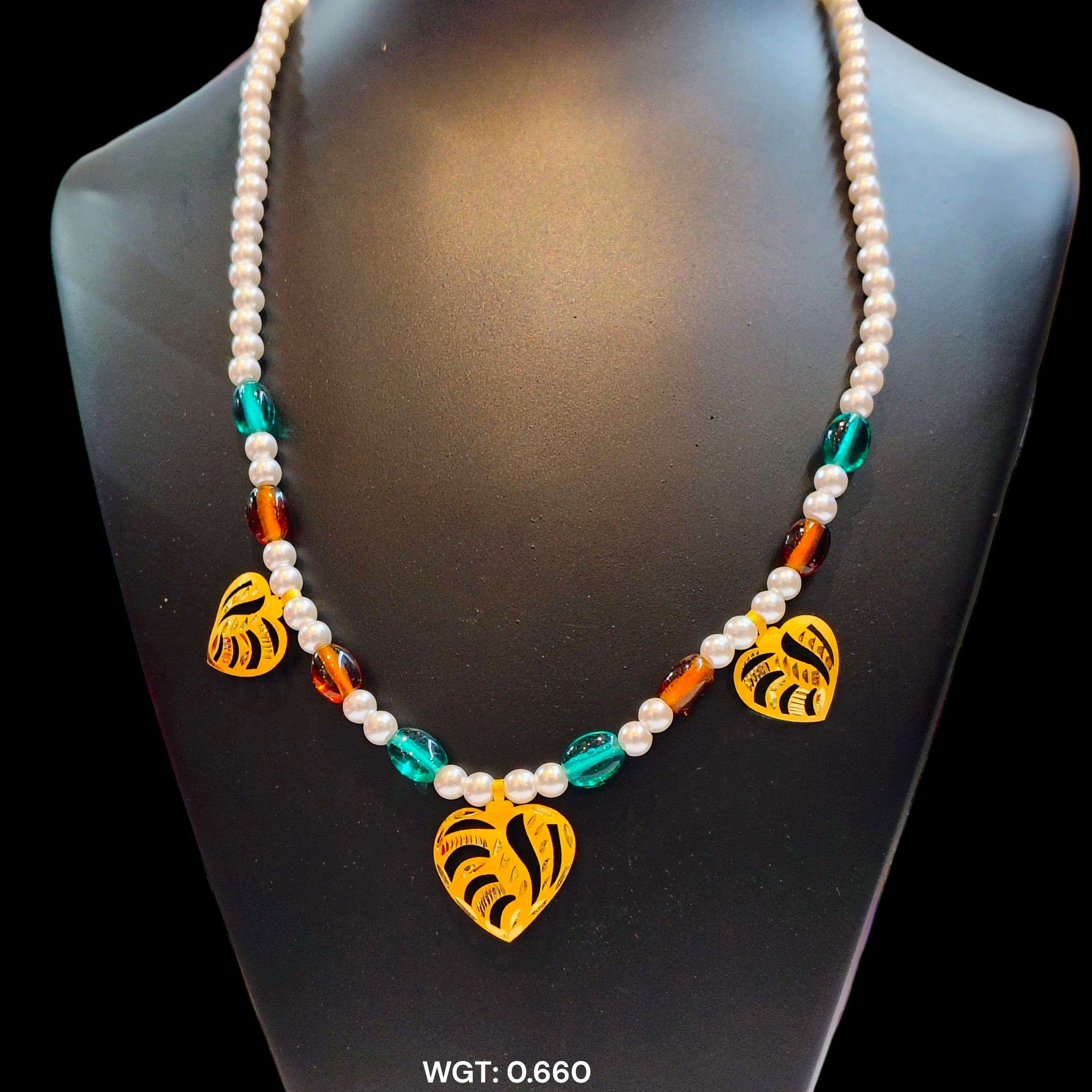 CHALLENGE ON PRICE (GSH22) TRJ HEARTS DESIGN SELI WGT: 0.660 GM APPROX HUID HALLMARK 22KT GOLD SELIHAR 1 PIECE WITH TASSEL.