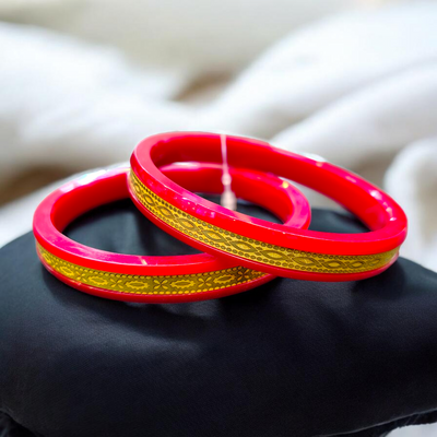 POLA BADHANO- BIS CERTIFIED WGT: 550-650 GM APPROX 9KT HUID HALLMARK GOLD LAZER CHILA POLA BADHANO BANGLES 1 PAIR. (GET ANY DESIGN AS PER STOCK.