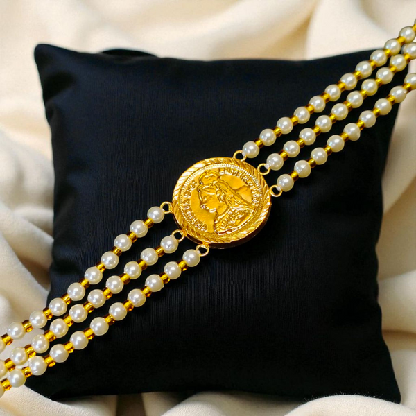 CERTIFIED BIS HUID HALLMARK 916 22KT GOLD MOTI CHOKER 1 PIECE (WGT:1.430 GM) WITH ADJUSTABLE TASSEL FOR GIFT IN MARRIAGE.