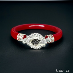 (SSP) (SIZE- 24) 925 ORIGINAL SILVER MUKH POLA BANGLES FOR WOMEN 1 PC - SOLD AS MRP BY RAJLAXMI.