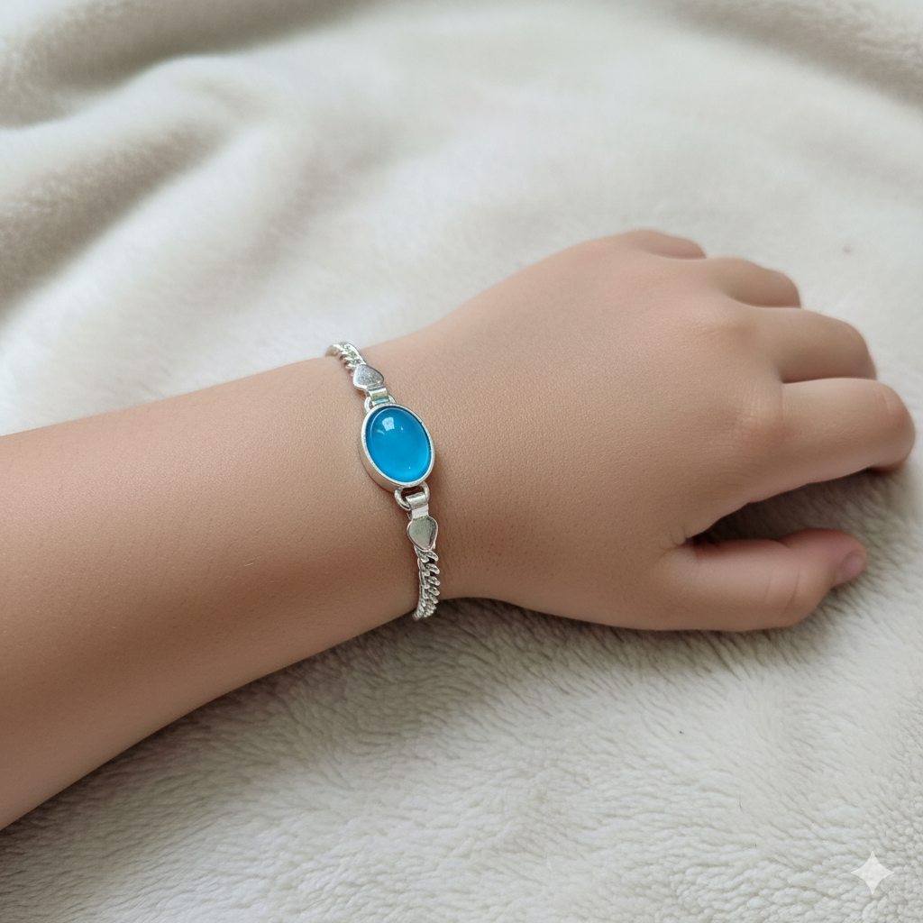 BABY JEWELLERY - 625 SILVER WRISTLET 5 INCH FOR BABY FOR REGULAR USE APPROX WGT: 10.00 GM- BEST OF RICE CEREMONY AND BIRTHDAY GET ANY DESIGN AS PER AVAILABILITY (SOLD ON MRP).