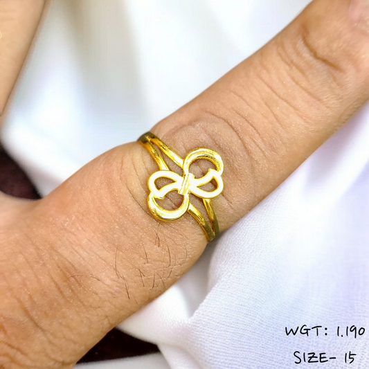 TRJ (SIZE: 15) WGT: 1.190 GM APPROX 22KT HUID HALLMARK GOLD RING FOR WOMEN 1 PIECE.