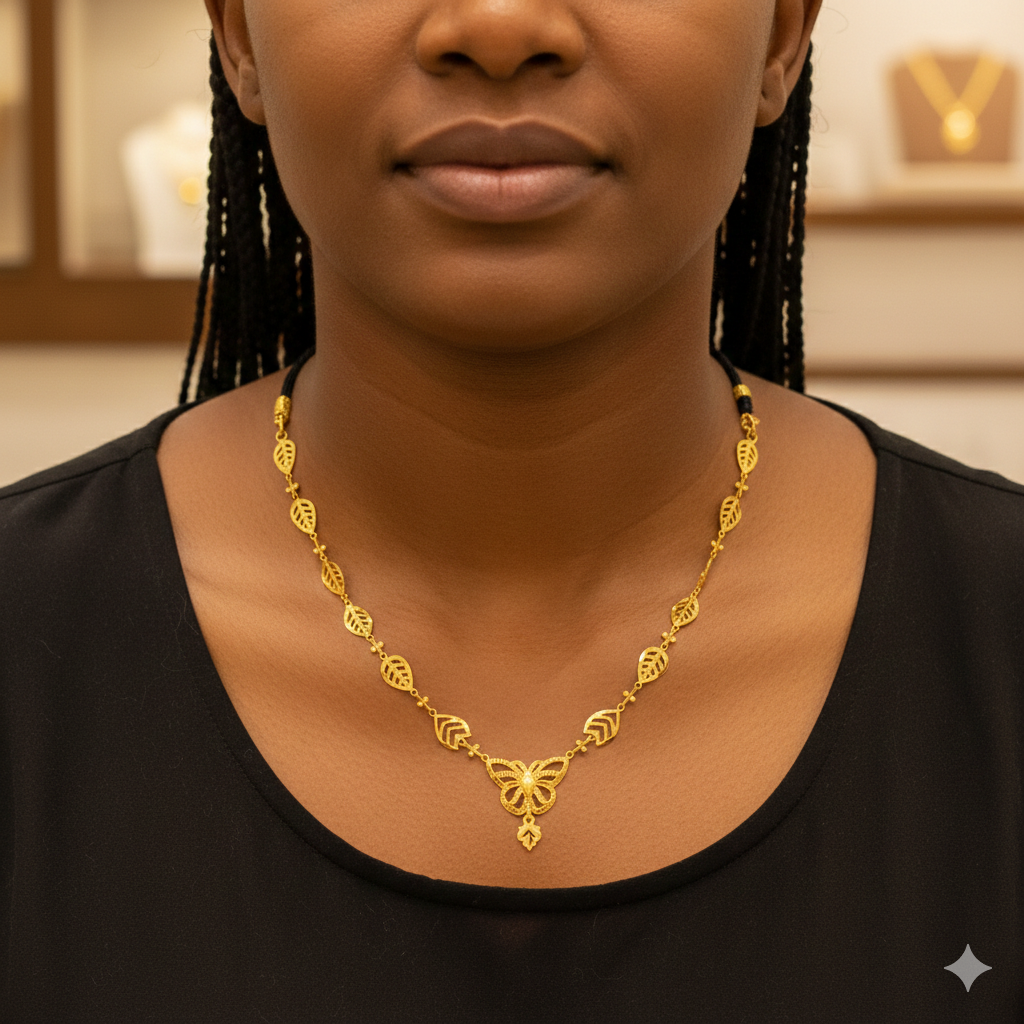 GOLD CHOKER NECKLACE- WGT: 2.240 BIS CERTIFIED HUID HALLMARK 916 22KT GOLD NECKLACE 1 PIECE WITH FREE ADJUSTABLE TASSEL FOR WOMEN.