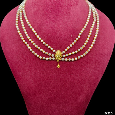 BFG-(WGT: 0.220 GM APPROX) BIS CERTIFIED HUID HALLMARK 375 9KT GOLD MOTI NECKLACE 1 PIECE  WITH ADJUSTABLE TASSEL FOR GIFT IN MARRIAGE.
