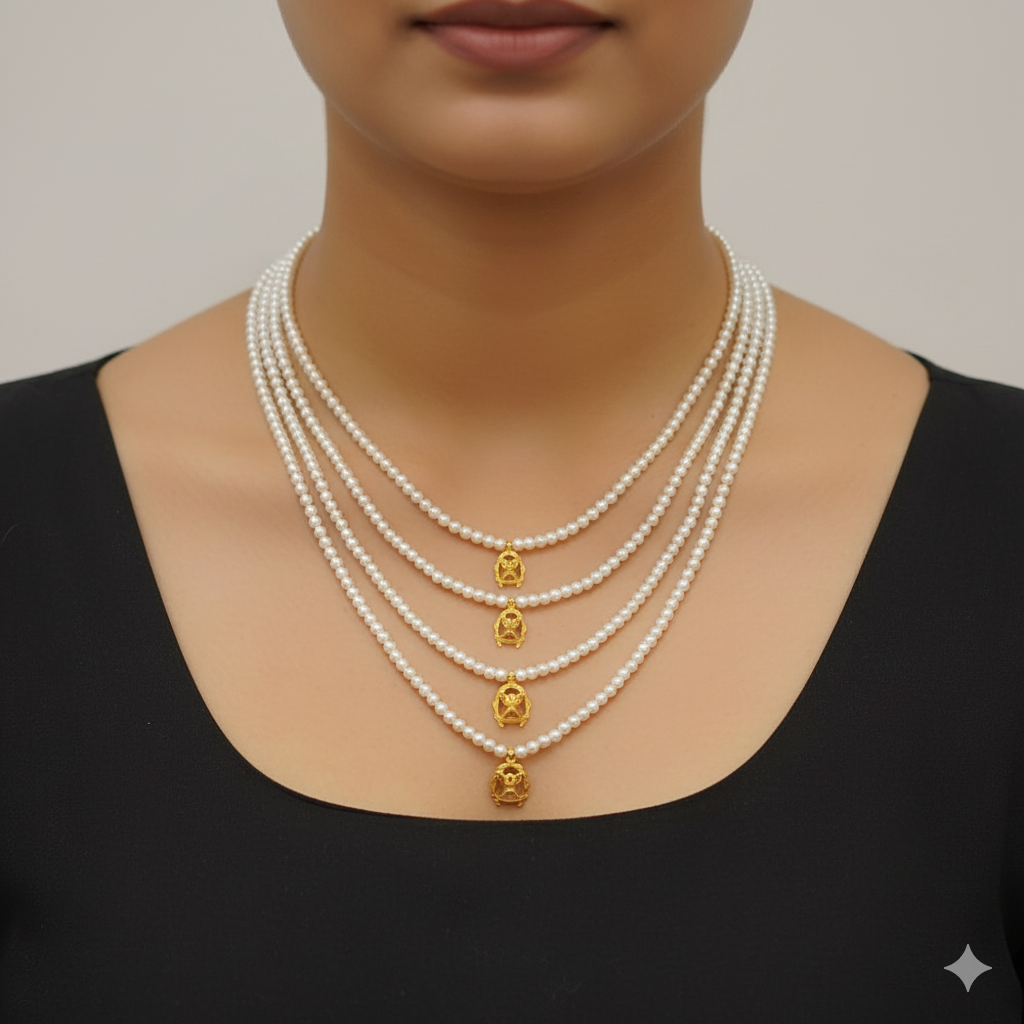 (GMH) TRJ WGT: 0.930 GM APPROX 22KT HUID HALLMARK GOLD MOTI LAHORI NECKLACE 1 PIECE WITH ADJUSTABLE TASSEL.