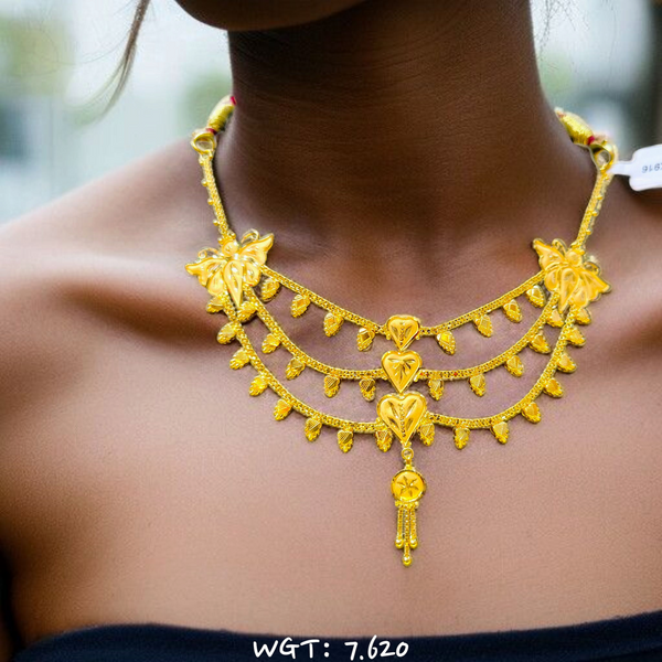 RAJLAXMI WGT: 7.620 GM APPROX HUID HALLMARK 22KT GOLD NECKLACE 1 PIECE WITH ADJUSTABLE TASSEL.