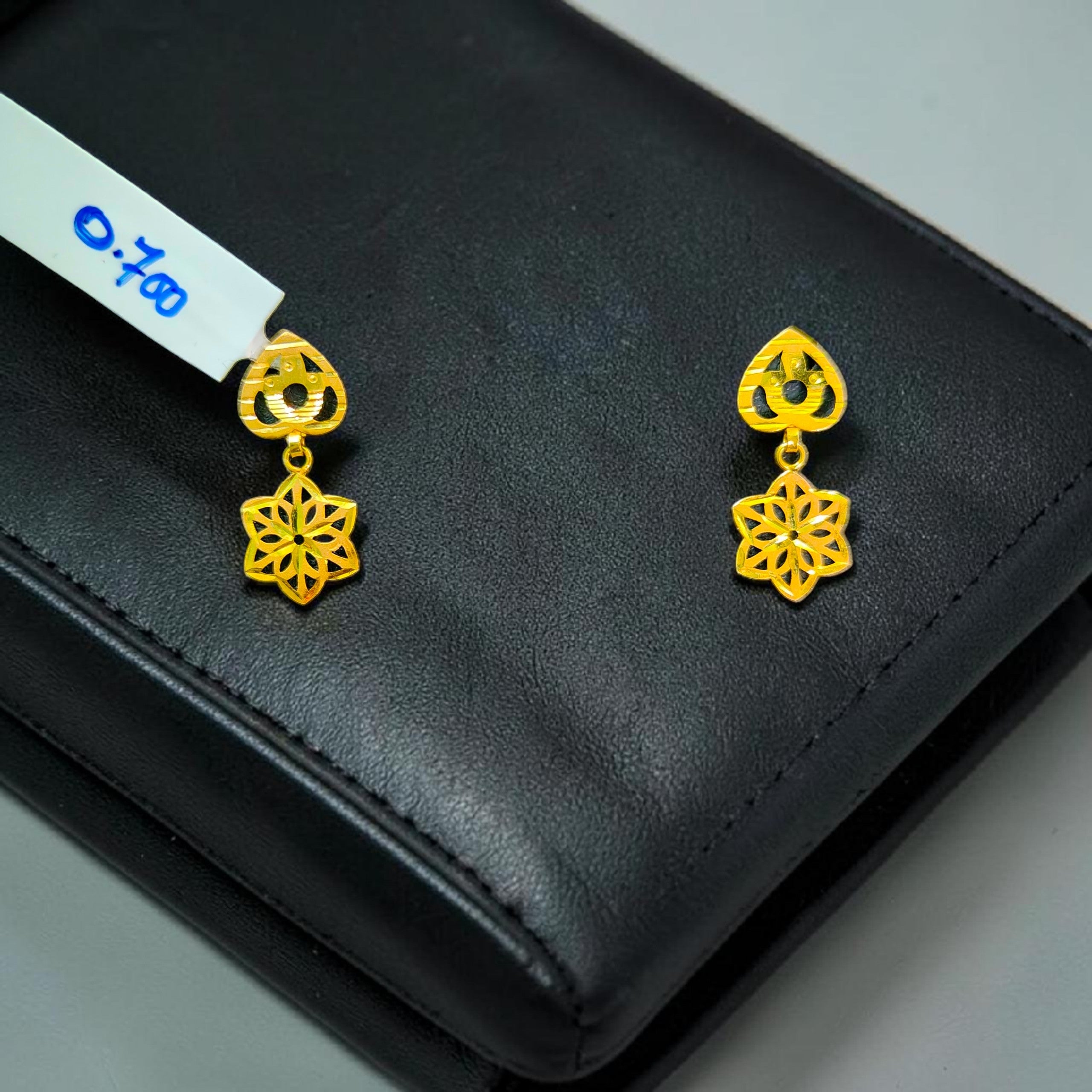 GOLD EARRINGS- (WGT: 0.700 GM APPROX) BIS CERTIFIED HUID HALLMARK 9KT GOLD EARRINGS 1 PAIR FOR WOMEN (BEST FOR GIFT IN MARRIAGE).
