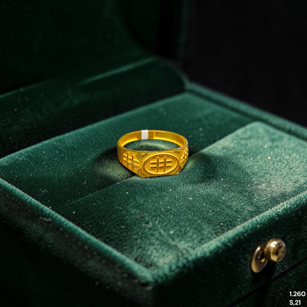 GENTS RING- (8PILF3) TRJ (SIZE:21) (WGT: 1.260 GM APPROX) BIS CERTIFIED HUID HALLMARK 375 9KT GOLD FINGER RING FOR MEN 1 PIECE.