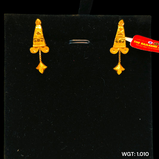 (GPT) TRJ WGT: 1.010 GM APPROX 22KT HUID HALLMARK GOLD EAR STUD 1 PAIR FOR REGULAR USE.