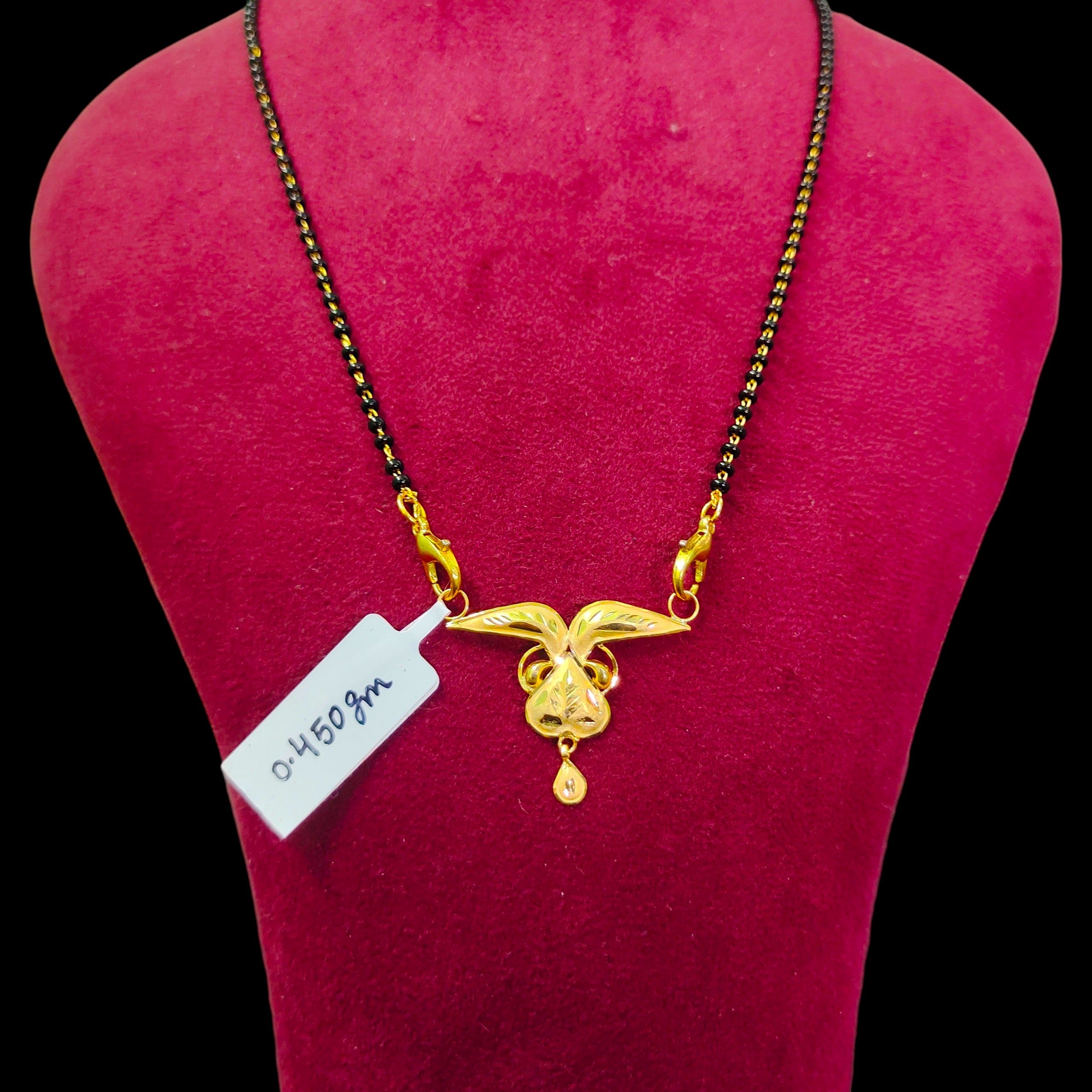 GOLD PENDANT- (WGT: 0.450 GM APPROX) BIS CERTIFIED HUID HALLMARK 375 9KT GOLD PENDANT FOR WOMEN 1 PIECE WITH FREE MANGALSUTRA & TASSEL.