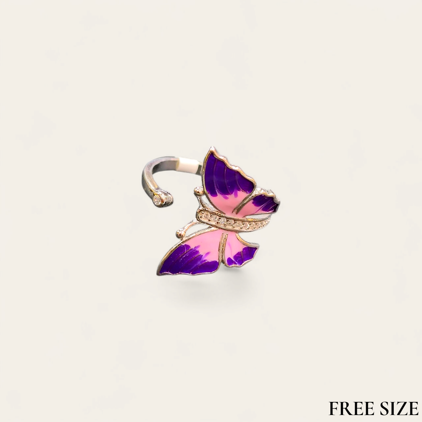RAJLAXMI (SIZE:FREE) HALLMARK 925 SILVER FINGER BUTTERFLY MINAKARI DESIGN RING 1 PIECE FOR WOMEN FOR REGULAR USE - BEST FOR GIFTING (SOLD ON MRP)