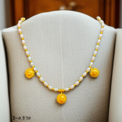 SUN DESIGN (WGT: 0.570 GM APPROX) KDM GOLD SELIHAR 1 PIECE WITH MOTI TASSEL (50 TONCH) BEST FOR GIFT IN MARRIAGE.