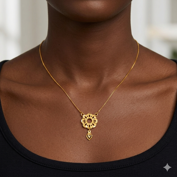 GOLD CHAIN- (WGT: 1.989 GM APPROX) BIS CERTIFIED HUID HALLMARK 9KT GOLD CHAIN WITH PENDANT (17 INCH) 1 PIECE FOR WOMEN.