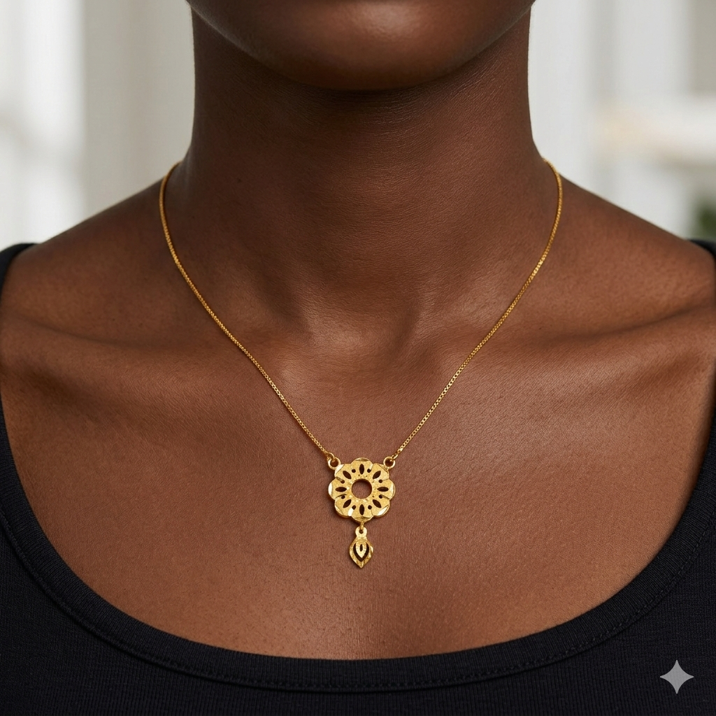 GOLD CHAIN- (WGT: 1.989 GM APPROX) BIS CERTIFIED HUID HALLMARK 9KT GOLD CHAIN WITH PENDANT (17 INCH) 1 PIECE FOR WOMEN.