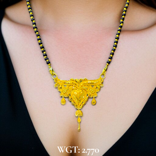 TRJ WGT: 2.770 GM APPROX 22KT HUID HALLMARK GOLD PENDANT MANGALSUTRA 1 PIECE WITH TASSEL.