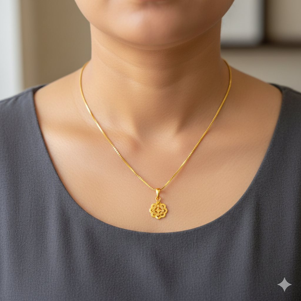 GCH-(WGT: 1.840 GM APPROX) BIS CERTIFIED HUID HALLMARK 9KT GOLD CHAIN WITH PENDANT (18 INCH) 1 PIECE FOR WOMEN.