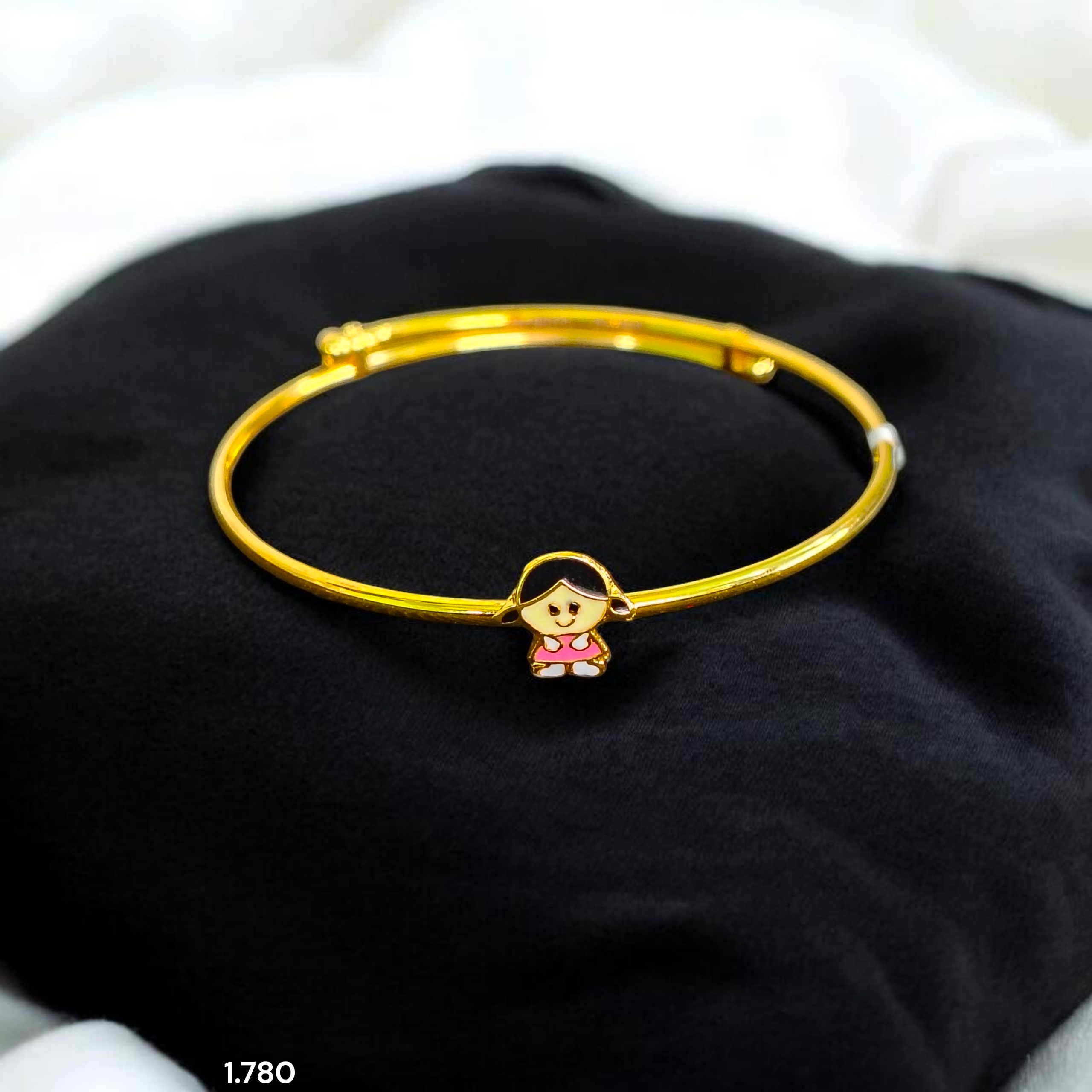 BABY JEWELLERY- (WGT: 1.780 GM APPROX) BIS CERTIFIED 375 9KT GOLD BABY BANGLE 1 PIECE FULL ADJUSTABLE SIZE FROM NEW BORN TO 4 YEARS (FOR RICE CEREMONY AND BIRTHDAY).