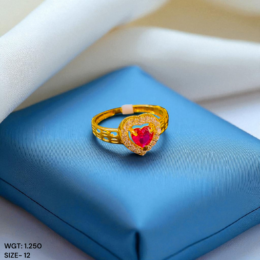 TRJ (SIZE: 12) CERTIFIED BIS HUID HALLMARK 750 18KT GOLD LADIES FINGER RING FOR WOMEN 1 PIECE (WGT: 1.250 GRAM APPROX) STUDDED WITH ITALIAN VVS QUALITY CZ STONE.