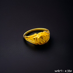 TRJ WGT: 0.330 GM APPROX KDM GOLD BABY FINGER RING 1 PIECE FOR RICE CEREMONY & BIRTHDAY.