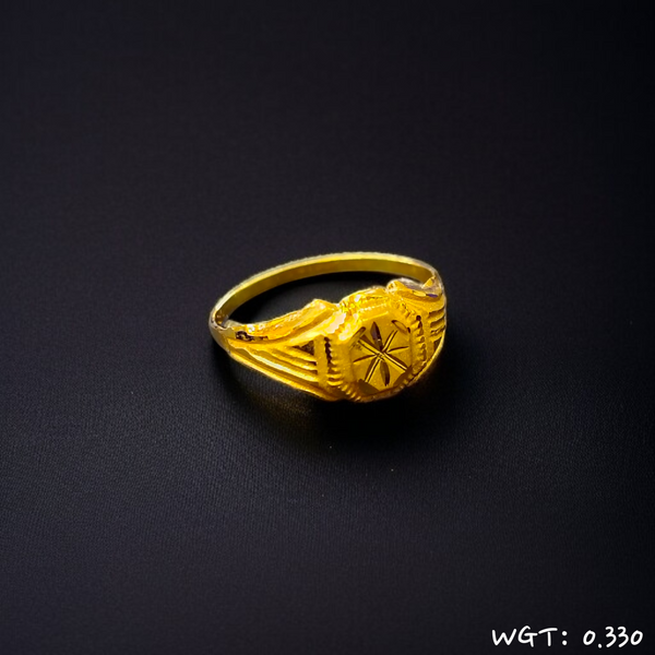 TRJ WGT: 0.330 GM APPROX KDM GOLD BABY FINGER RING 1 PIECE FOR RICE CEREMONY & BIRTHDAY.