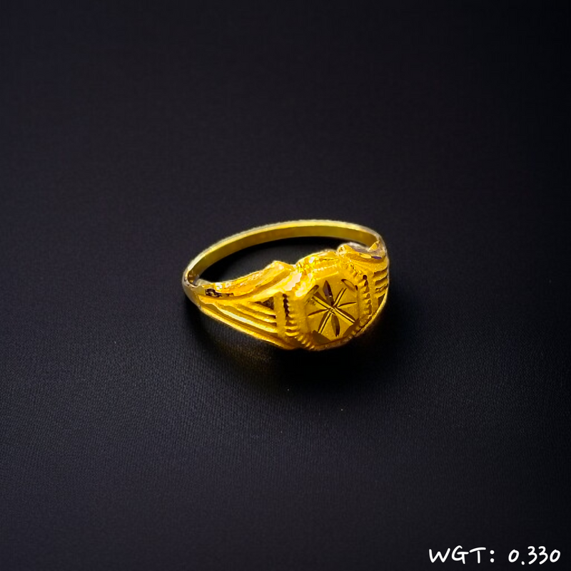 TRJ WGT: 0.330 GM APPROX KDM GOLD BABY FINGER RING 1 PIECE FOR RICE CEREMONY & BIRTHDAY.