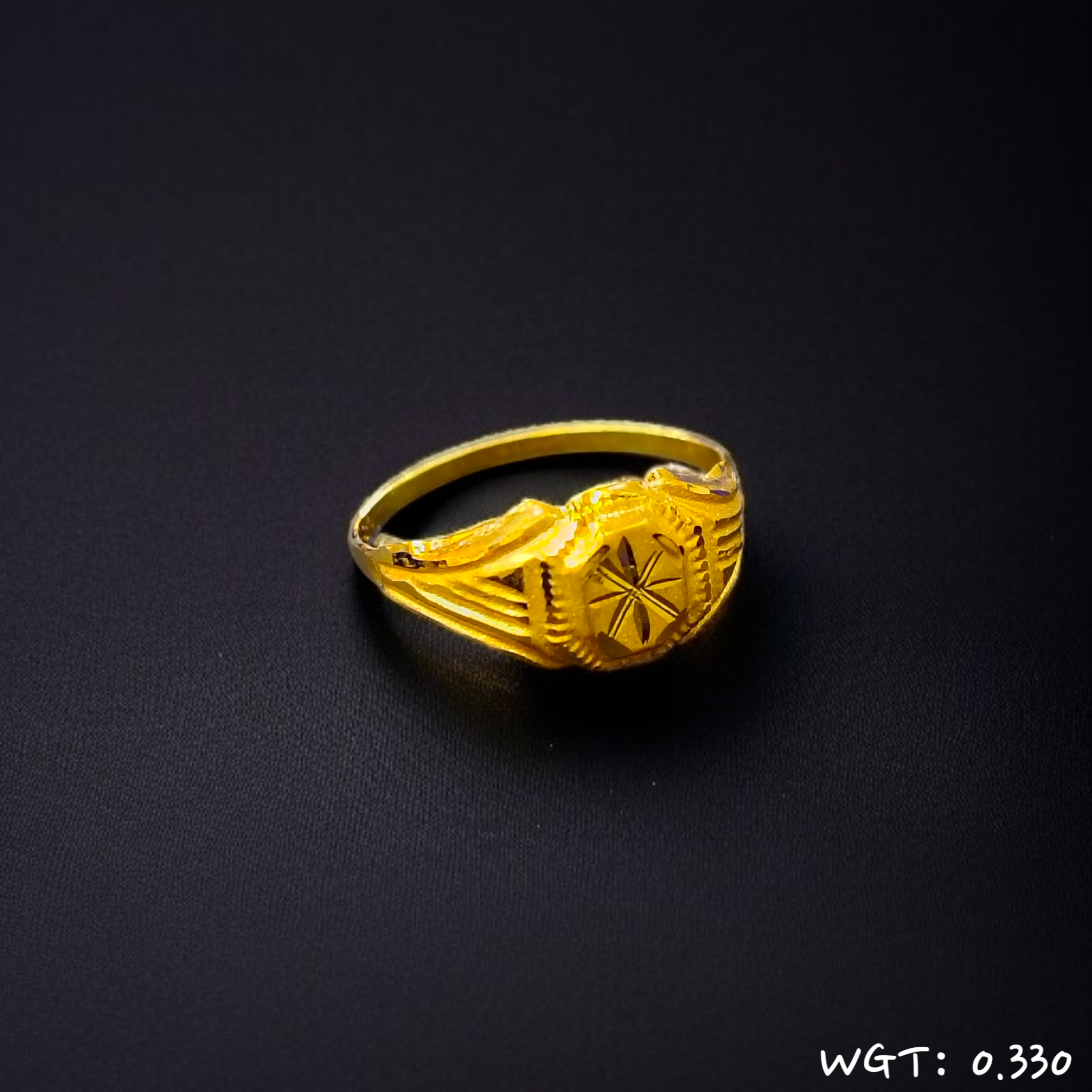 (GBJ) TRJ WGT: 0.330 GM APPROX KDM GOLD BABY FINGER RING 1 PIECE FOR RICE CEREMONY & BIRTHDAY.