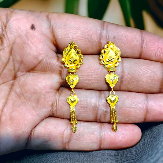(GER22) BIS CERTIFIED WGT: 2.530 GM APPROX HUID HALLMARK 916 22KT GOLD EARRINGS KANBALA 1 PAIR FOR WOMEN.