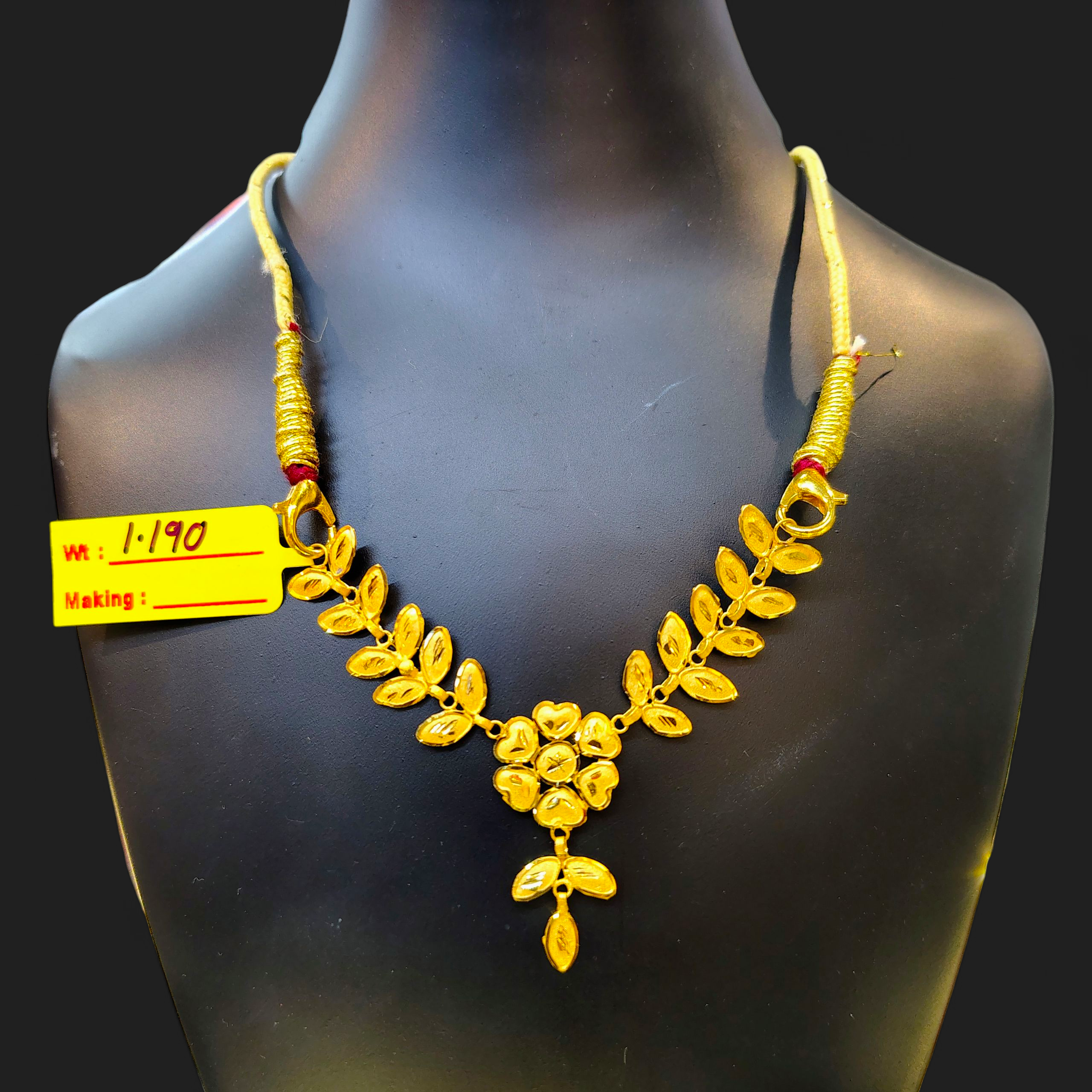 (GCN)TRJ WGT: 1.190 GM APPROX KDM GOLD NECKLACE (TETUL PATA MINI DESIGN) 1 PIECE (50 TONCH) WITH (FREE) ADJUSTABLE TASSEL (BEST FOR GIFT IN MARRIAGE).