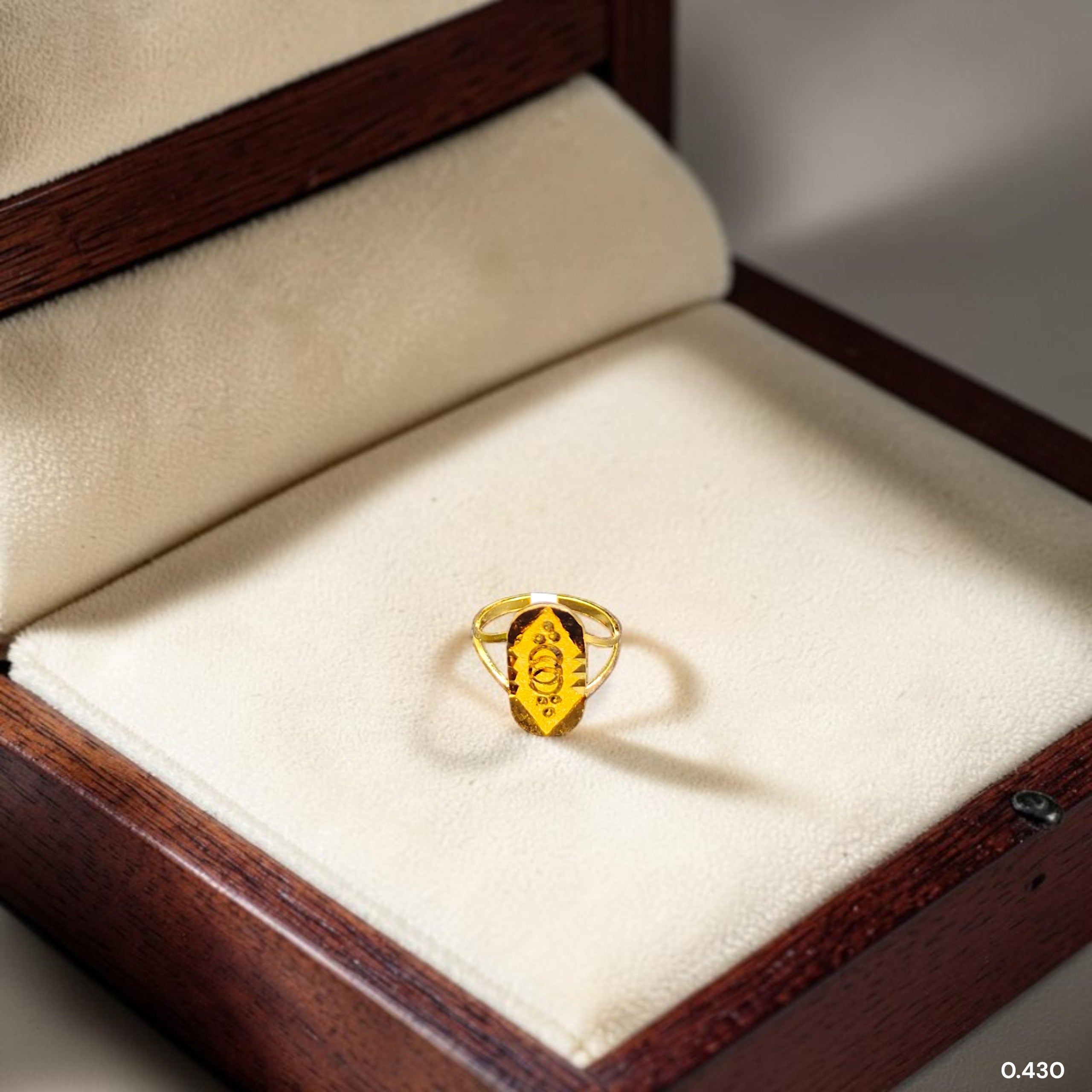 BABY JEWELLERY- TRJ WGT: 0.430 GM APPROX 22KT HUID HALLMARK GOLD BABY FINGER RING 1 PIECE FOR RICE CEREMONY & BIRTHDAY.