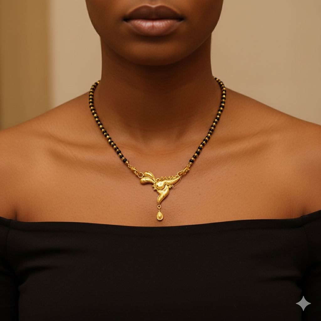 GOLD PENDANT- WGT: 0.740 GM APPROX 22KT HUID HALLMARK GOLD PENDANT MANGALSUTRA 1 PIECE WITH TASSEL.