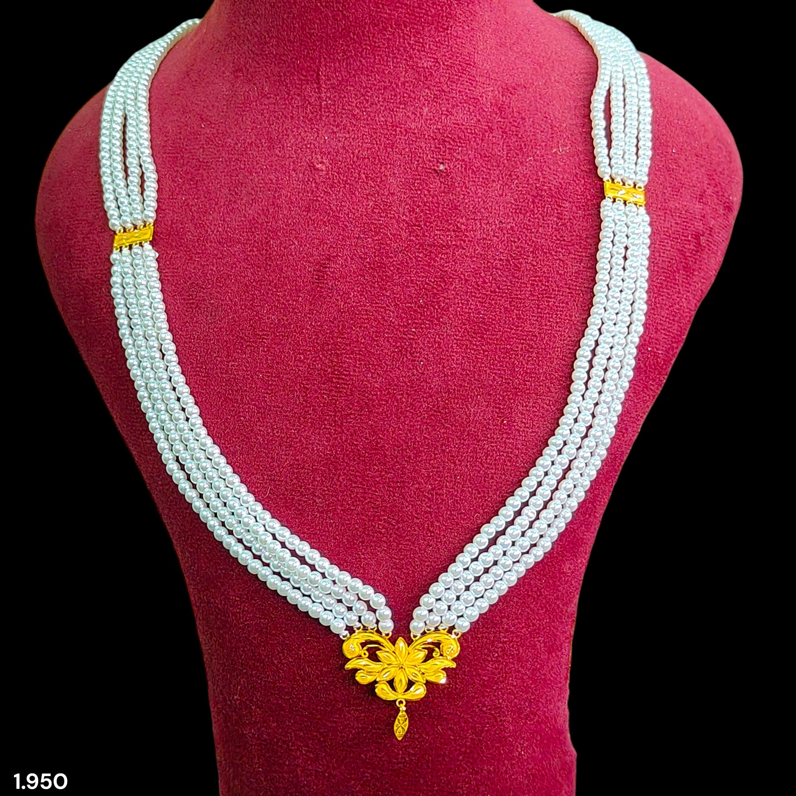 (GMH) TRJ WGT: 1.950 GM APPROX 22KT HUID HALLMARK GOLD MOTI SITAHAR NECKLACE 1 PIECE WITH ADJUSTABLE TASSEL.